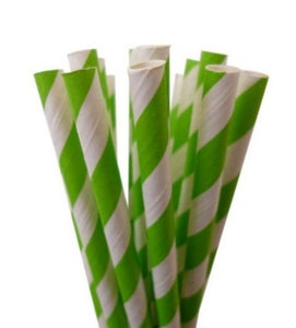 Paper Straws - Green & White Stripe 20pk