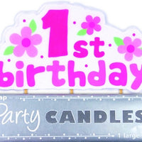 1st Birthday Girl Plaque Candle