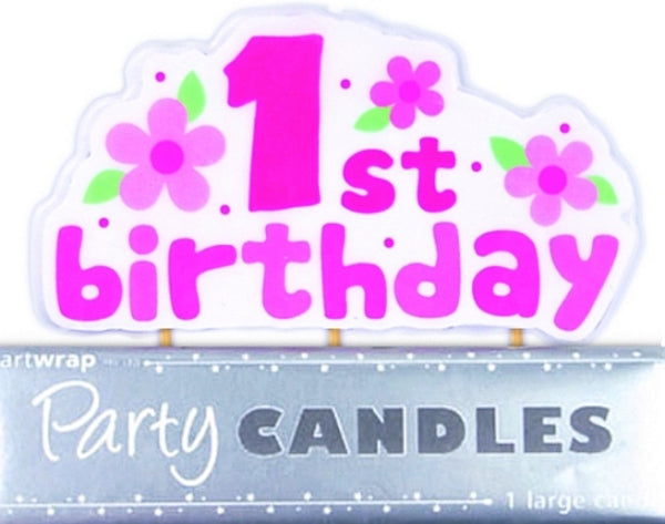 1st Birthday Girl Plaque Candle