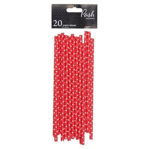 Paper Straws - Red & White Dot 20pk