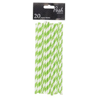 Paper Straws - Green & White Stripe 20pk
