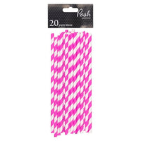 Paper Straws - Pink & White Stripe 20pk
